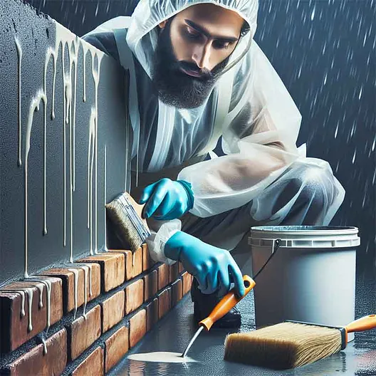 Hombre realizando trabajo de impermeabilización