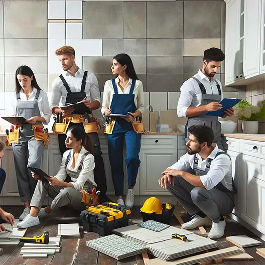 Trabajadores en reformas de baños y cocinas
